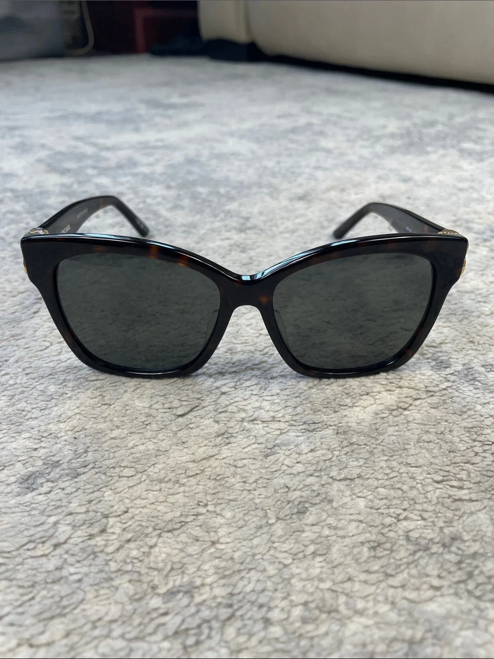 New Balenciaga BB0102SA Square Sunglasses Havana